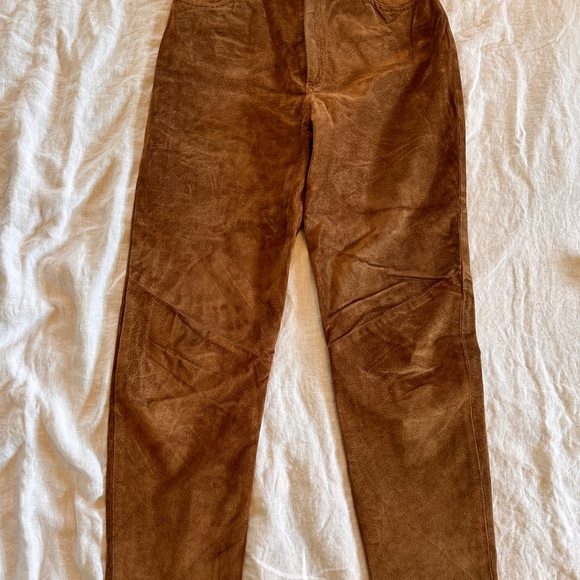 Abercrombie & Fitch Leather Pants Brown Size 10 - Picture 1 of 11
